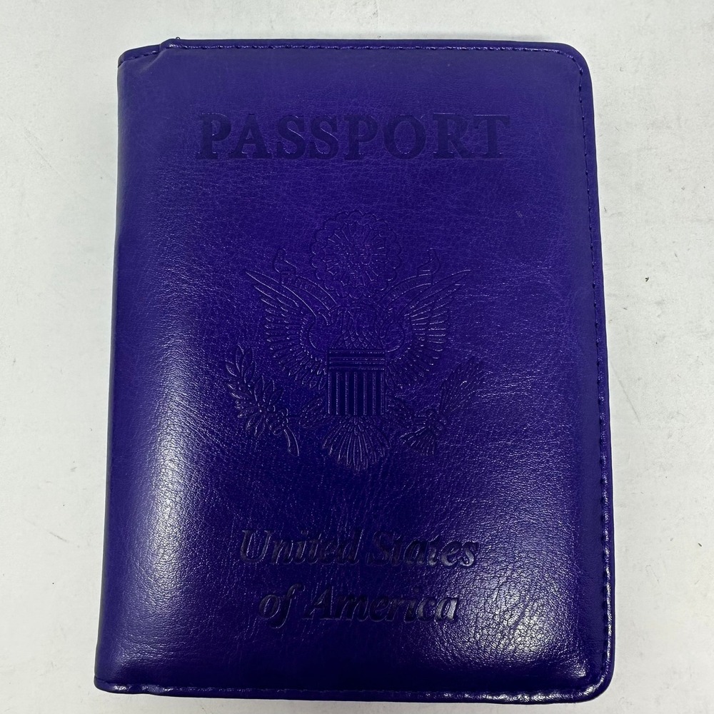 WOTEC Passport Holder Purple Travel Wallet RFID Blocking Faux Leather